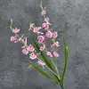 Planta en Maceta de Orquídea Danzante Simulada de 3 Puntas Ramo Sensación Decoración de Escena de Boda Decoración del Hogar Adornos de Flores Artificiales Venta al por Mayor