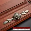 Maçanetas de Cobre Estilo Antigo para Armários Clássicos Chineses Retrô, Gavetas, Sapateiras, Portas de Guarda-Roupa, Móveis, com Desenhos Vermelhos e Tradicionais