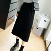 Falda de línea A con abertura de cintura alta para mujer, falda de traje negra, longitud media, que cubre la cadera, adelgazante, falda lápiz ajustada para otoño e invierno