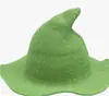 Gorro de Mago de Punto de Color Sólido Sombrero de Halloween Otoño Invierno Mujer Sombrero de Bruja Puntiagudo Sombrero Mágico Plegable