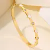 Pulsera de Acero de Titanio Moda Europea y Americana Corazón con Esmalte Aceite Pulsera de Lujo para Mujer Venta Caliente Transfronteriza Pulsera Abierta con Incrustaciones de Diamantes en Forma de Corazón
