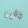Berloque Coração Redondo Prata de Lei S925 Pingente da Fortuna DIY Feito à Mão Pulseira de Cristal com Contas Estilo Chinês