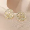 Pendientes de Nicho de Moda Estilo Europeo y Americano, Pendientes Redondos Multicolores de Cristal Dorado Únicos y Hermosos para Mujer, Transfronterizos