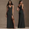 Vestido de Madrinha de Cetim de Alta Qualidade, Vestido de Noite de Luxo Acessível de Nicho, Vestido com Fenda de Um Ombro com Alça Fina para Emagrecer