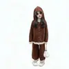 Conjunto de Niña Otoño Invierno 2026 Nuevo Suéter Navideño Cárdigan de Punto con Capucha Pantalones Rectos Conjunto de Dos Piezas Venta al por Mayor Transfronteriza