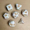 Juego de Dados Poliedros D&D con Patrón de Mármol, Color Mixto Transparente D4D6D8D10D12D20 Caras, Coc, Juego de Mesa, Juego de Siete Piezas