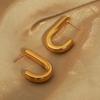 Pendientes de estilo casual chapados en oro y titanio tipo J con diseño geométrico, elegantes y de personalidad sencilla.