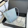 Bolsa Balde Simples Tecida Nova Verão 2025 Bolsa de Ombro Coreana da Moda Ins Bolsa Ninho para Trabalho Feminina