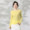 Suéter de Punto de Lana Sin Costuras Yangzi para Mujer, Patrón de Ondas de Agua, Cuello Redondo, Corte Ajustado, Suéter Base para Vestir en Otoño e Invierno