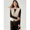 Nuevo Estilo Otoño/Invierno Chaleco Cardigan de Punto 100% Cachemira Pura para Mujer Cuello en V Ropa Exterior Prendas de Punto Versátiles Chaleco sin Mangas con Botones