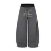 Calça de Moletom Jazz Dance Retrô Americano Urso Mágico, Calça de Malha Reta Solta, Calça Casual de Paraquedista Wide-Leg