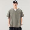 Nueva Camiseta de Verano de Manga Corta para Hombre, Corte Holgado, Falso Dos Piezas Cuello en V Juvenil a la Moda Versátil Casual Camiseta Top