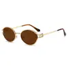 Gafas de Sol Rosas Degradadas Retro con Montura Ovalada Montura de Metal Estilo Dulce Fresco de Moda Gafas Estilo Callejero de Hong Kong Gafas de Sol con Forma Cóncava