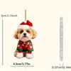 Pingente de Cachorro Acrílico 2D de Natal para Retrovisor de Carro Plano Transfronteiriço Novo Pingente Decorativo Ornamento de Feriado