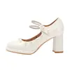 Oferta Especial Liquidación~Zapatos Mary Jane Franceses de Oportunidad para Mujer Estilo Hada Nuevo con Faldas Tacones Altos Tacón Grueso Boca Baja Zapatos de Salón