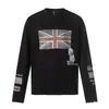 Camiseta de Manga Larga con Estampado de Bandera Cuadros Waffle Estilo Calle Americano para Hombre Otoño Ligera de Corte Relajado Prenda Base