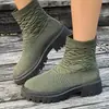 Comércio Exterior Tamanho Grande Fly Woven Casual Botas de Neve para Mulheres 2025 Outono e Inverno Novo Estilo Botas Casuais Leves para Mulheres