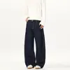 2026 Nuevos jeans de estilo americano simples de mezclilla cruda con corte curvo para hombres y mujeres, pantalones versátiles holgados de pierna ancha con corte relajado