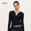 Nueva Camiseta de Manga Larga para Yoga para Mujer, Top de Canalé con Botones y Cuello Henley, Alta Elasticidad, Transpirable, Ropa Deportiva para Correr, Fitness