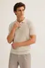 Nuevo Jersey de Punto para Hombre Primavera y Verano con Cuello Polo, Manga Corta y Diseño de Patrón Retorcido, Cómodo, Transpirable y Ligero