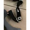 Sapatos Elegantes Versáteis com Strass, Bico Quadrado e Decote Baixo Que Fazem as Pernas Parecerem Mais Longas, Novidade Outono/Inverno 2026 Estilo Fada para Trabalho, Noite, Salto Bloco Alto