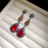 Pendientes de aguja de plata con colgantes de borla de gota de agua incrustados de diamantes, pendientes de estilo retro vintage, joyería de nicho de lujo ligero para mujer
