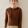 Sudadera con capucha de cachemir Baicai Rong Color liso Otoño Invierno Holgada Adelgazante Jersey con capucha Suéter Tejido Capa base Ropa de abrigo