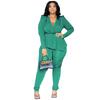 N7916 AliExpress Amazon Europa e América Cross-border Africano plus size Feminino Decote em V Profundo Manga Longa Calça Lápis Terno Novo
