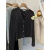 Cardigan Tricotado Azul Fino de Manga Longa em Seda Gelada para Mulheres, Peça de Exterior para Primavera, Xale com Proteção Solar, Top para Cobrir em Ambientes com Ar Condicionado