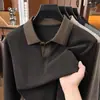 Camisa polo jacquard estilo 'old money' transfronteriza para hombre, nueva colección otoño 2026, color liso, simple, camiseta casual para hombre con cuello de solapa