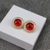 Pendientes vintage de plata S925 con pasador, color Burdeos francés rubí, estilo 'tipsy'