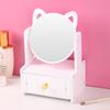 Con Cajón de Almacenamiento Espejo de Maquillaje Espejo de Tocador de Escritorio para Estudiantes Orejas de Gato Múltiples Compartimentos Espejo de Celebridad de Internet Espejo de Belleza Giratorio