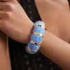 Pulseira Geométrica Marmorizada de Resina Azul Transfronteiriça Europeia e Americana Pulseira de Toque de Nicho de Alta Qualidade Joia de Mão Versátil e da Moda para Mulheres