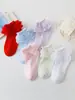 Calcetines de encaje de doble capa para niñas, finos, blancos, de princesa para baile, para bebés, primavera y otoño, infantiles, danza latina