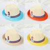 Sombrero de Paja de Verano para Niños Dibujos Animados Animal Pequeño Buen Bebé Protector Solar Sombrero para el Sol al Aire Libre Sombrero para el Sol de Ala Grande para Niños y Bebés
