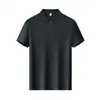 Camisa Polo Masculina com Zíper Malha Waffle Grande 185g Elastano Secagem Rápida Toque Fresco Gola Camiseta Roupa de Trabalho Estampa Bordada Logo