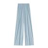 Calça Yamamoto bordada com laço azul e seda gelo feminina verão 2025, nova calça casual preguiçosa, reta e larga, 150