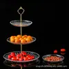 Plato de Fruta de Plástico Acrílico Estante Doble Capa para Pasteles de Hogar Estante Inciso Postre Estante de Exhibición Comercial de Taiwán Bandeja para Snacks