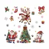 Decoración Fiesta de Navidad Efecto Diamante Colorido Alce Muñeco de Nieve Pegatinas Estáticas Brillo Papá Noel Pegatinas para Vidrio