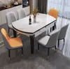 Mesa de comedor de roca de madera maciza, estilo chino nuevo, extensible, doble uso cuadrado y redondo, moderna minimalista, adecuada para salas de estar pequeñas