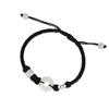 Fivela Ping An Prata de Lei 925 Corda de Mão para Casal Masculina e Feminina Moda Versátil Pulseira de Jade Branco Estilo Ins Pulseira de Prata Quebrada