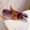 Gafas de Sol de Lujo Sin Marco con Marco de Metal con Cabeza de Leopardo Europea y Americana para Mujer, Gafas de Sol con Visera a la Moda para Hombre