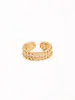 Anel de Zircônia Dourado para Mulheres, Design de Nicho, Anel Aberto Ajustável para Dedo Indicador, Luxo Leve, Sensação de Alto Padrão, Anel Único Atacado