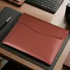 Bolsa de Documentos de Cuero para Negocios, Bolsa para Archivos A4, Bolsa Impermeable para Almacenamiento de Información con Broche, Maletín Portátil de Gran Capacidad, Personalización