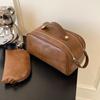 Bolsa de cosméticos portátil de viagem, simples e moderna, grande capacidade, cor sólida, PU, zíper, bolsa de higiene pessoal, bolsa de cosméticos portátil