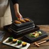 Prato retangular de cerâmica prato de churrasco japonês para sushi restaurante criativo sobremesa bolo decoração prato fábrica atacado