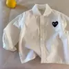 Camisa de Manga Larga para Niños Pequeños Chefs 26 Primavera y Otoño Niños y Niñas Camisa con Parche de Corazón de Color Camisa de Rayas de Manga Corta para Bebé Niños