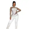 C6226 Transfronteiriço AliExpress Amazon Europa América Moda Feminina Mais Vendido Vestido de Noite de Renda Macacão com Strass