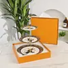 Serie Ogmatu Vajilla de Porcelana Hueso Plato para Comida Occidental Plato de Postre Plato para Pastel Plato para Brochetas Taza de Café y Platillo Caja de Regalo