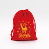 Bolsa de franela roja dorada para Navidad, bolsa de regalo para fiestas navideñas, bolsa de manzana, bolsa de dulces, bolsa de tela apilada, venta al por mayor transfronteriza